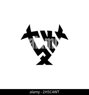 SX Monogram logo letter with triangle shield and circle shape style design on isolated background. Triangle monogram logo, shield monogram logo, trian Stock Vector