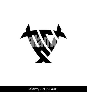 AC Monogram logo letter with triangle shield shape style design isolated on white background. Radioactive logo, triangle radioactive and shield shape Stock Vector