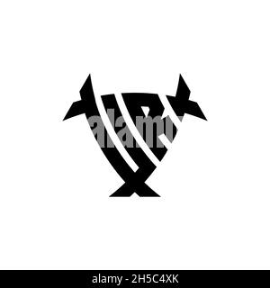 UR Monogram logo letter with triangle shield and circle shape style design on isolated background. Triangle monogram logo, shield monogram logo, trian Stock Vector