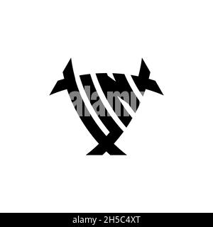 UN Monogram logo letter with triangle shield and circle shape style design on isolated background. Triangle monogram logo, shield monogram logo, trian Stock Vector