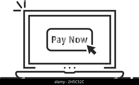 click on pay now button on linear laptop Stock Vector