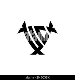 UC Monogram logo letter with triangle shield and circle shape style design on isolated background. Triangle monogram logo, shield monogram logo, trian Stock Vector