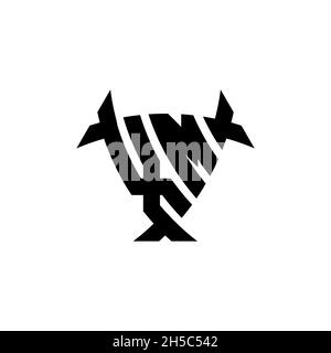 XM Monogram logo letter with triangle shield and circle shape style design on isolated background. Triangle monogram logo, shield monogram logo, trian Stock Vector