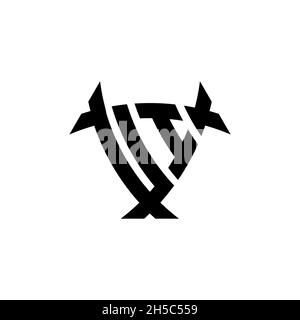 UI Monogram logo letter with triangle shield and circle shape style design on isolated background. Triangle monogram logo, shield monogram logo, trian Stock Vector