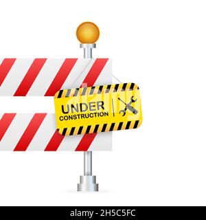 Under construction website page. Border stripe web. Vector stock illustration. Stock Vector
