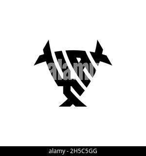 XA Monogram logo letter with triangle shield and circle shape style design on isolated background. Triangle monogram logo, shield monogram logo, trian Stock Vector