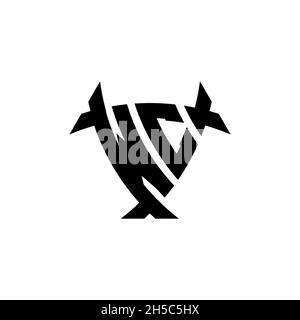 WC Monogram logo letter with triangle shield and circle shape style design on isolated background. Triangle monogram logo, shield monogram logo, trian Stock Vector