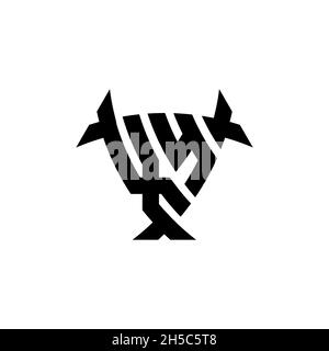 XY Monogram logo letter with triangle shield and circle shape style design on isolated background. Triangle monogram logo, shield monogram logo, trian Stock Vector