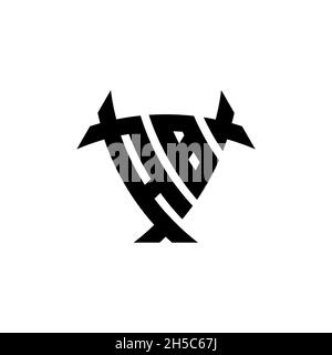 AB Monogram logo letter with triangle shield shape style design isolated on white background. Radioactive logo, triangle radioactive and shield shape Stock Vector