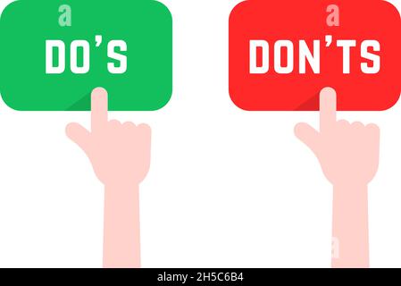 click finger like do s and don ts button Stock Vector