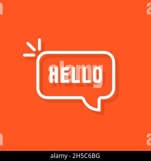 linear hello word in speech bubble Stock Vector