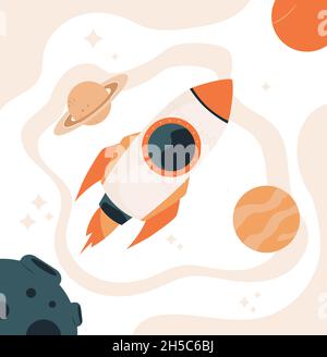 Rocket in space concept Stock Vector