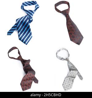 Neck ties collage isolated on white background Stock Photo