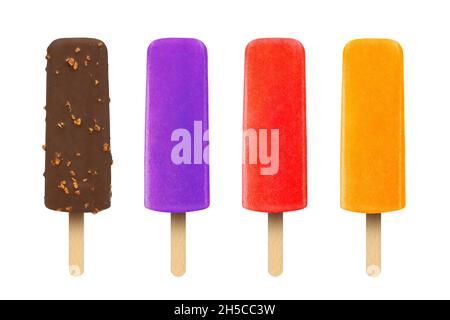Ice cream popsicles on an isolated white background Stock Photo