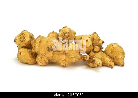 Fresh Jerusalem artichoke (Helianthus tuberosus) isolated on white background Stock Photo