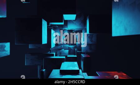 Futuristic square tunnel background Stock Photo