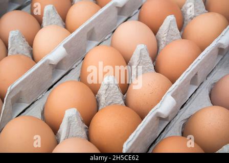 Eggs on Display for Sale Stock Photo