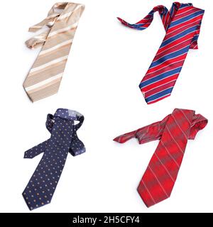 Neck ties collage isolated on white background Stock Photo