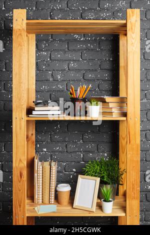 Image of wooden board with documents in office Stock Photo