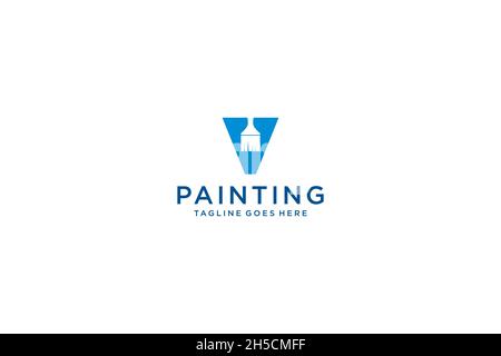 Letter V for paint logo, paint services logo, paint logo Stock Vector
