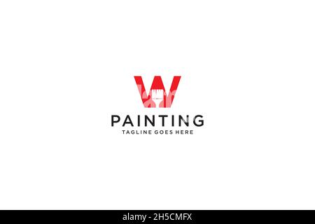 Letter W for paint logo, paint services logo, paint logo Stock Vector
