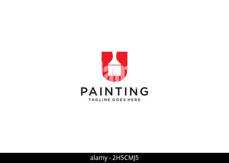 Letter U for paint logo, paint services logo, paint logo Stock Vector
