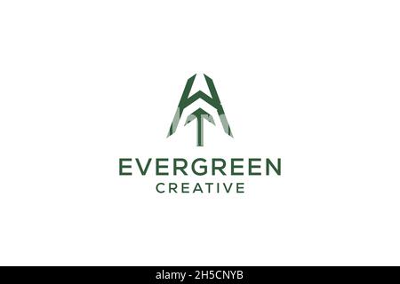 Letter K pine evergreen. fir hemlock spruce conifer cedar coniferous cypress larch pinus tree forest vintage retro hipster line art Logo Stock Vector