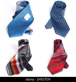 Neck ties collage isolated on white background Stock Photo