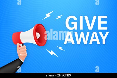 Modern flat style template with giveaway megaphone for banner design. Social media like icon concept. Vector illustration Stock Vector