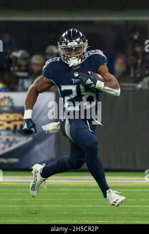 Tennessee Titans linebacker David Long (51) celebrates an interception  after during a NFL game against the Los Angeles Rams, Sunday, Nov. 7, 2021,  in Inglewood, the Titans defeated the Rams 28-16. (Jon