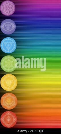 Set of chakras symbol isolated on rainbow colors background Stock Photo