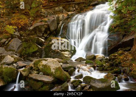 Cottonwood Falls Nelson British Columbia. Cottonwood Falls in Nelson BC located in the Selkirk Mountains on the West Arm of Kootenay Lake. British Col Stock Photo