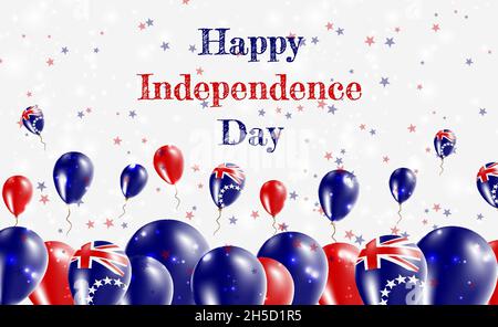 Cook Islands Independence Day Patriotic Design. Balloons in Cook Islander National Colors. Happy Independence Day Vector Greeting Card. Stock Vector