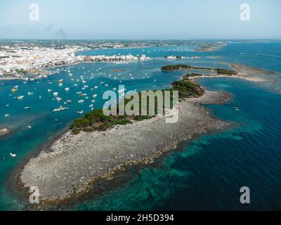 a great view on porto cesareo and rabbit island, in puglia Stock Photo