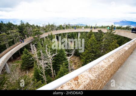 Ramp At Clingmans Dome Observation Tower In Great Smoky Mountains National Park Stock Photo