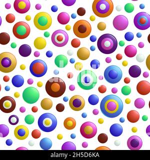 A pattern of multi-colored volumetric buttons. For printing and decoration. Vector illustration. Stock Vector