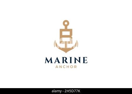 Letter B monogram, Anchor logotype. Logo of yacht club, maritime. Stock Vector
