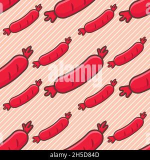 sausage seamless pattern vector illustration Stock Vector