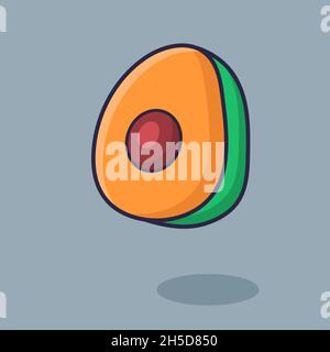 avocado slice cartoon isolated vector illustration in flat style Stock Vector