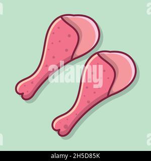 raw chicken thighs cartoon isolated vector illustration in flat style Stock Vector