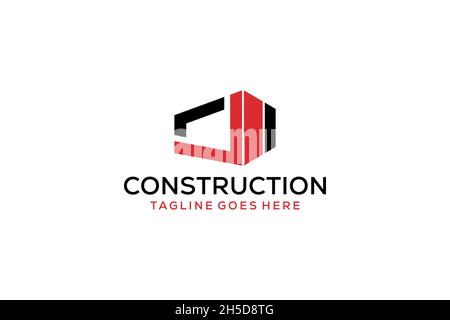 Letter J for Real Estate Remodeling Logo. Construction Architecture Building Logo Design Template. Stock Vector