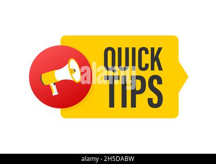 Megaphone Hand, business concept with text quick tips. Stock Vector