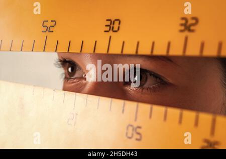Pupil Using Ruler STEM disciplines. knowledge day. child pupil hold ruler. girl is ...
