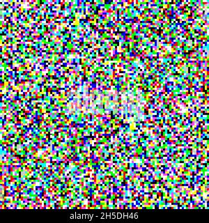 Color TV screen noise pixel glitch seamless pattern texture background vector illustration. Stock Vector