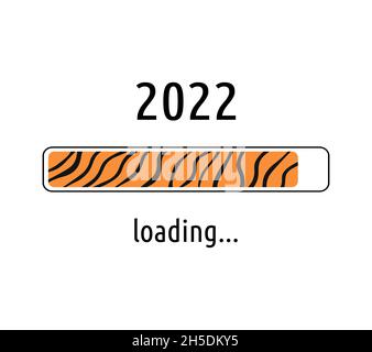 Loading bar 2022. Progress of booting New year 2022. Tiger stripes design. Vector. Party countdown for website, poster or banner. Stock Vector