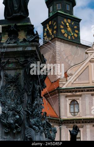 23 May 2019 Munich, Germany - Octagonal courtyard of Munich Residenz, also called Fountain Courtyard (Brunnenhof) and Antiquarium building Stock Photo