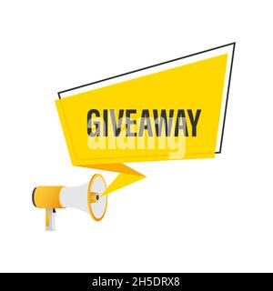 Modern flat style template with giveaway megaphone for banner design. Social media like icon concept. Vector illustration Stock Vector