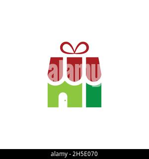 vector design. Logo created from combination Gift and store logo. Stock Vector