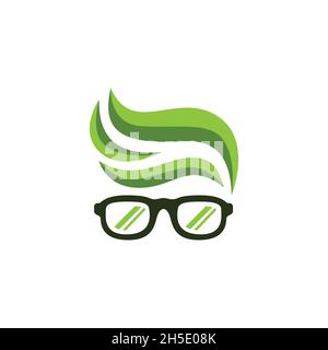 Vector design. Logo created from combination of leaf and geek logo. Stock Vector