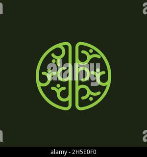 vector design. logo created from combination of brain and happy people. Stock Vector